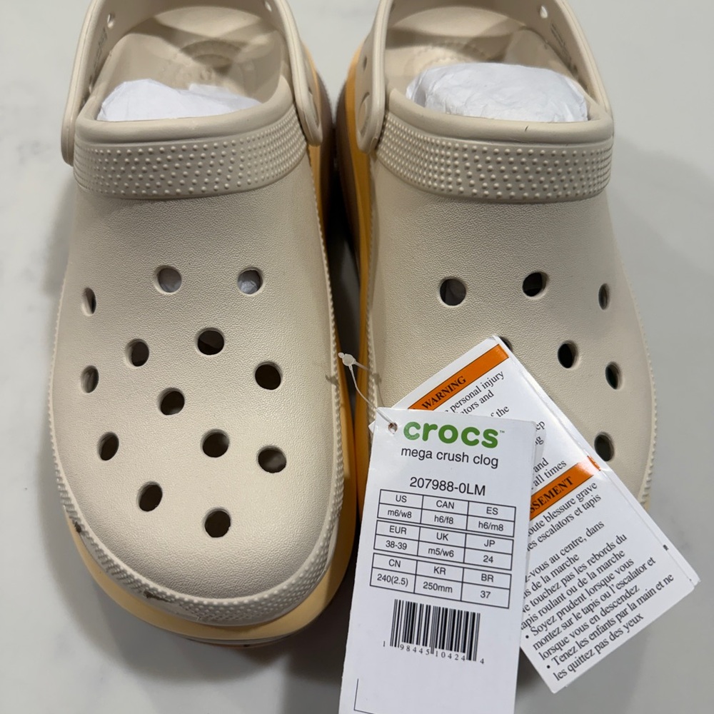 CROCS Mega‎ Crush Clog in Beige and Yellow